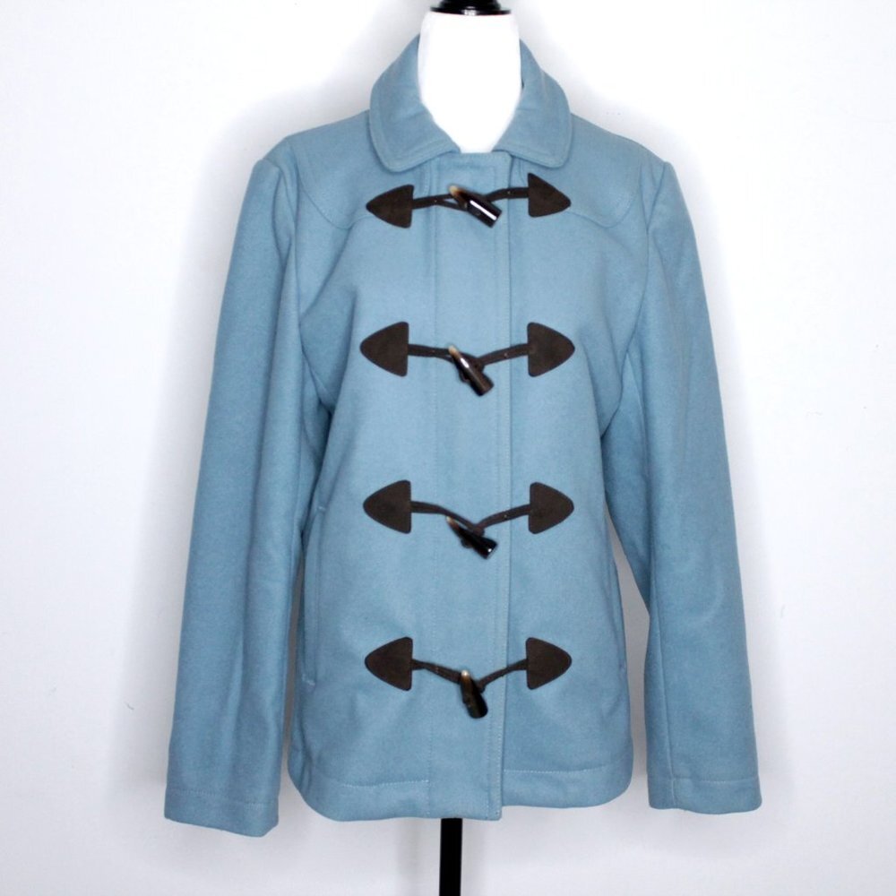 Gap Wool Blend Toggle Buttons Blue Pea Coat Size M